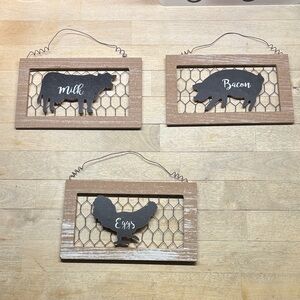 Rustic Farm Animal Wall Decor Set - Brown and Black